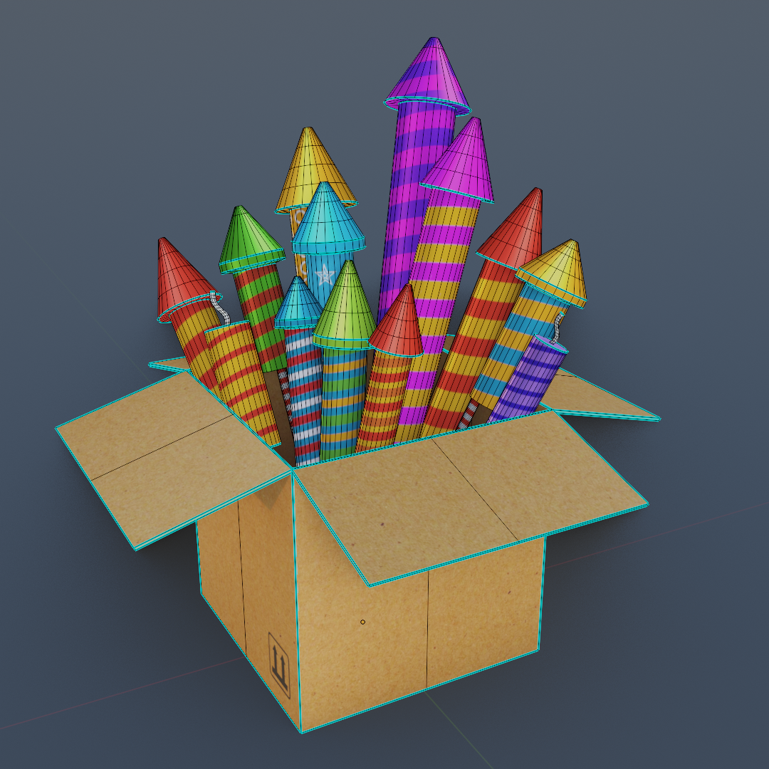 FIREWORKS BOX Low-poly 3D Model in Toys 3DExport