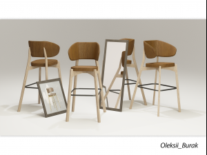 Stylish wooden chair 3D 模型