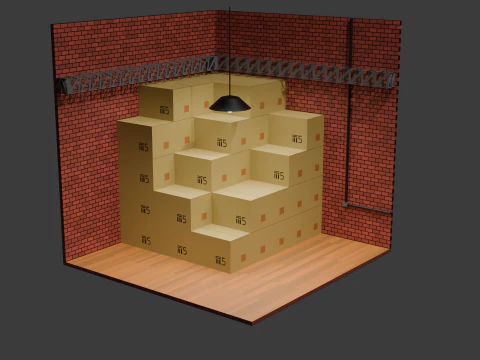 Diorama d'entrep&ocirc;t de style dessin anim&eacute; Modèle 3D