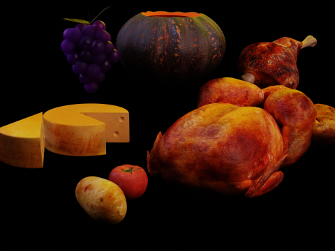 Various foods painted with textures included 3D 模型