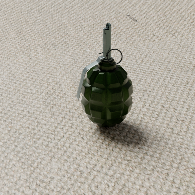Grenade F-1 3D 模型 .c4d .max .obj .3ds .fbx .stl .blend