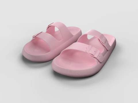 DOUBLE BUCKLE PILLOW SLIPPERS 3D Model
