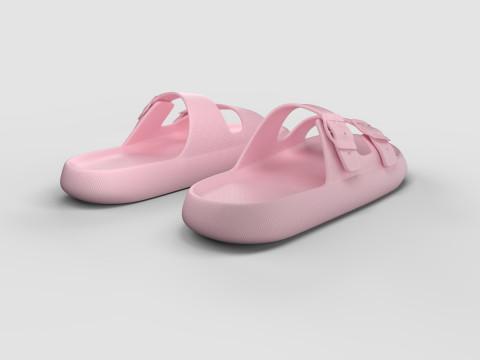 DOUBLE BUCKLE PILLOW SLIPPERS 3D Model