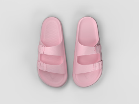 DOUBLE BUCKLE PILLOW SLIPPERS 3D Model