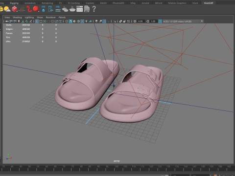 DOUBLE BUCKLE PILLOW SLIPPERS 3D Model