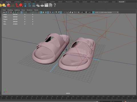 DOUBLE BUCKLE PILLOW SLIPPERS 3D Model