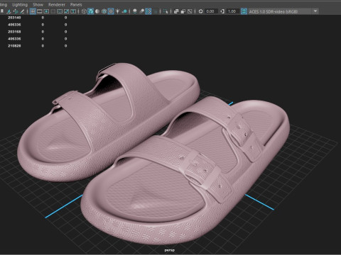 DOUBLE BUCKLE PILLOW SLIPPERS 3D Model