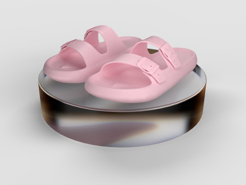 DOUBLE BUCKLE PILLOW SLIPPERS 3D Model