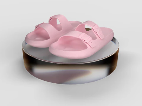 DOUBLE BUCKLE PILLOW SLIPPERS 3D Model