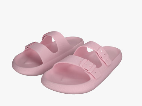 DOUBLE BUCKLE PILLOW SLIPPERS 3D Model