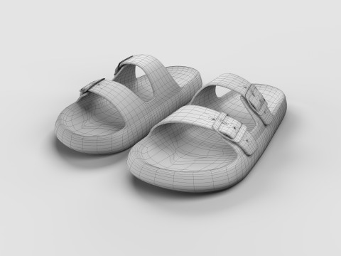 DOUBLE BUCKLE PILLOW SLIPPERS 3D Model