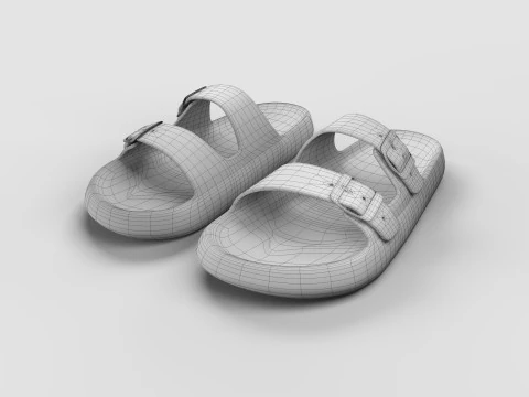 DOUBLE BUCKLE PILLOW SLIPPERS 3D Model