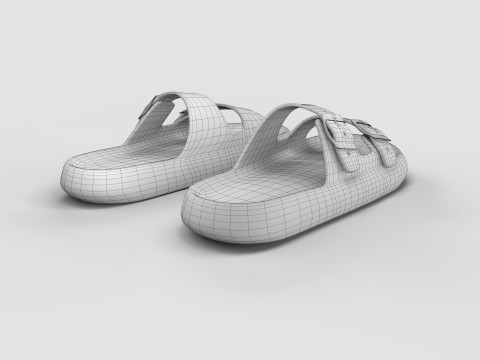DOUBLE BUCKLE PILLOW SLIPPERS 3D Model