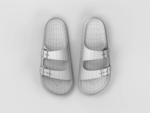 DOUBLE BUCKLE PILLOW SLIPPERS 3D Model