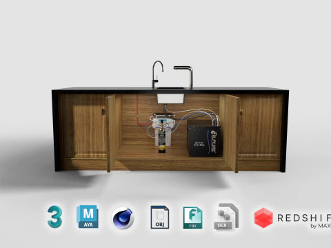 KITCHEN COUNTER AND FILTER 3D Model