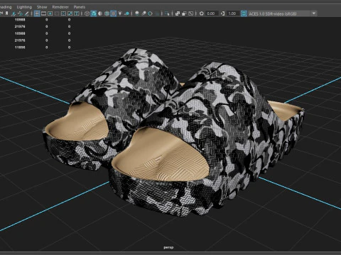 CAMO PILLOW SLIPPERS 3D Model