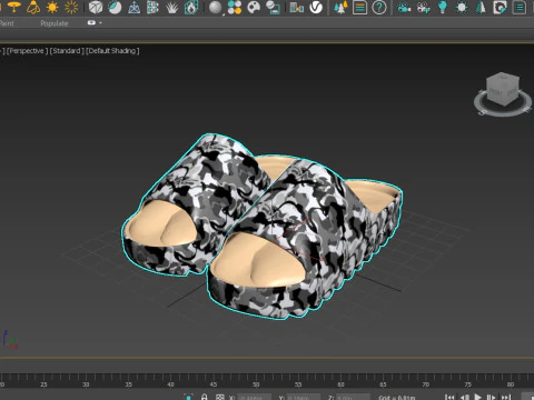 CAMO PILLOW SLIPPERS 3D Model