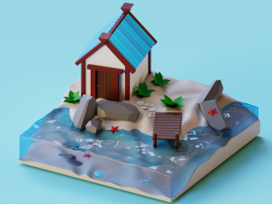House on the beach by the sea 3D Model