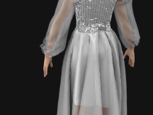 Silver chiffon dress for marvelous designer 3D Model