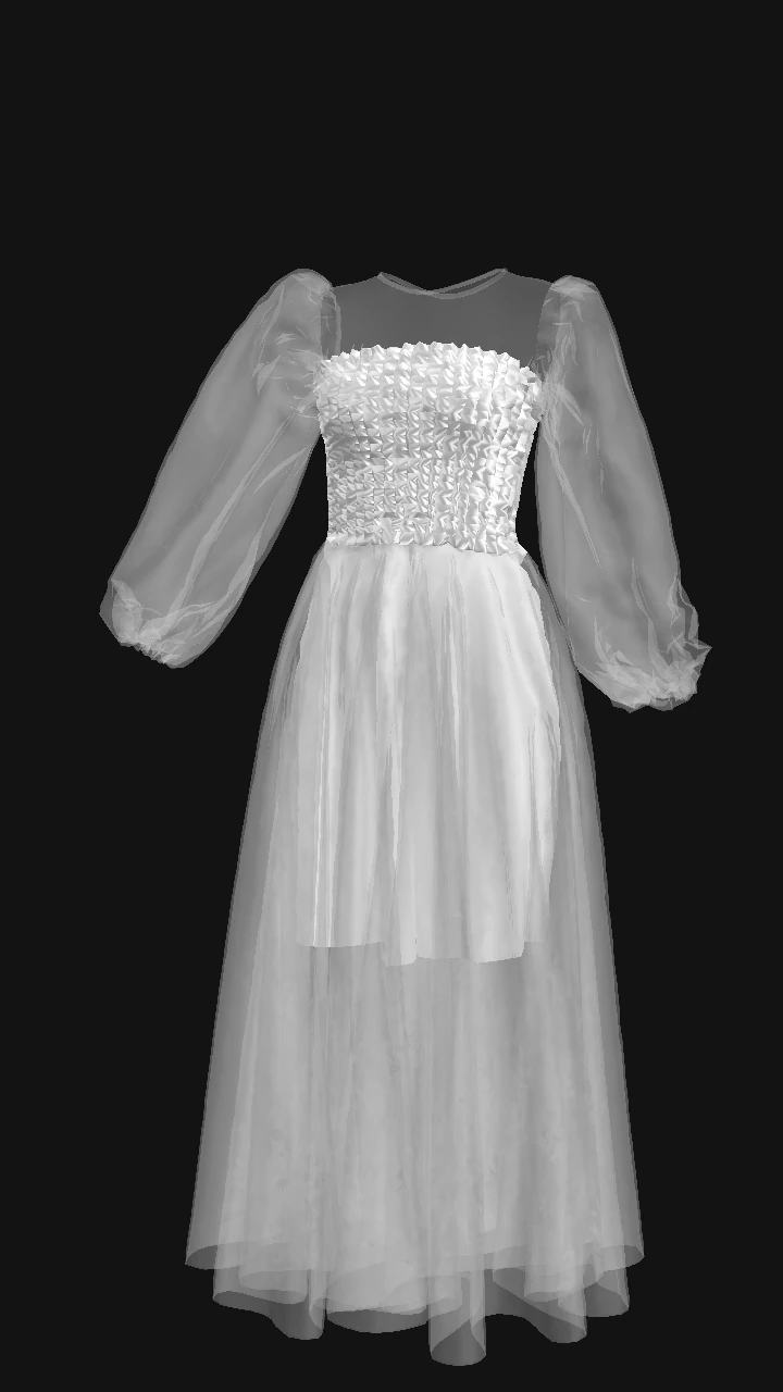 Silver chiffon dress 3D Model .c4d .max .obj .3ds .fbx .stl .blend 