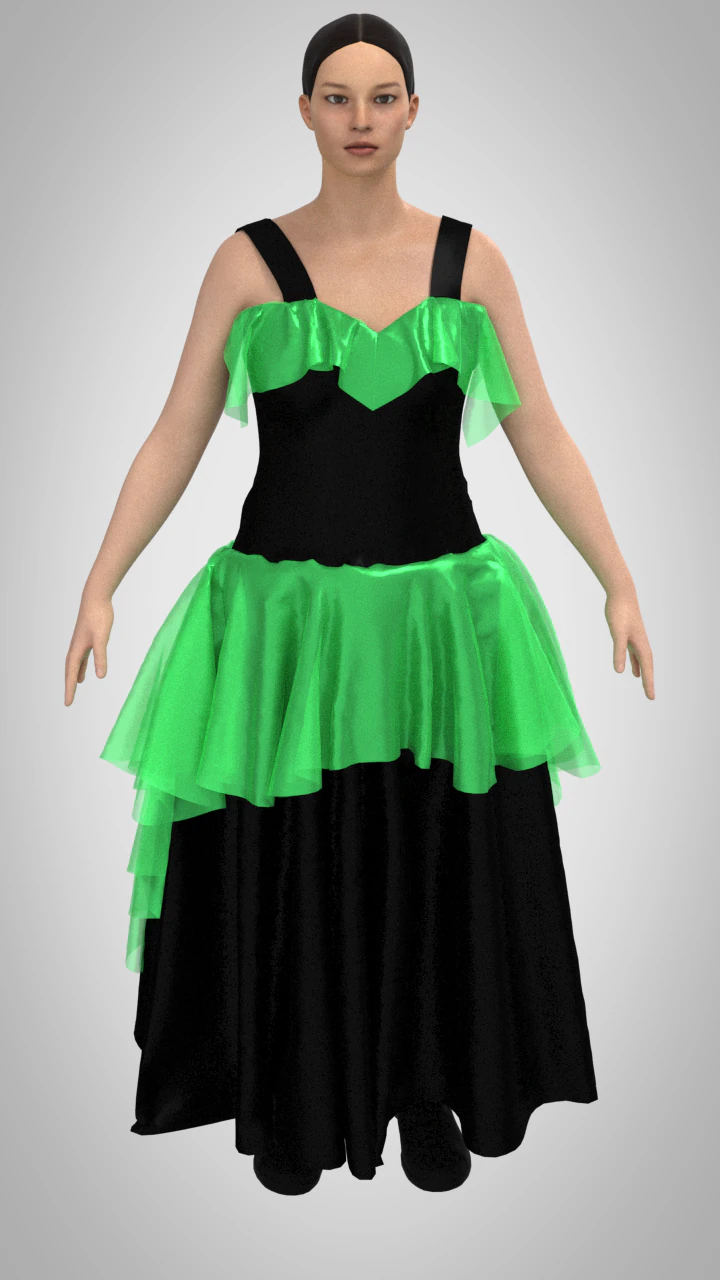 Black dress 3D Model .c4d .max .obj .3ds .fbx .stl .blend 