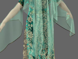 Green ottoman dress for marvelous designer Modèle 3D