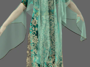 अद्भुत डिजाइनर के लिए हरी ओटोमन पोशाक 3D मॉडल