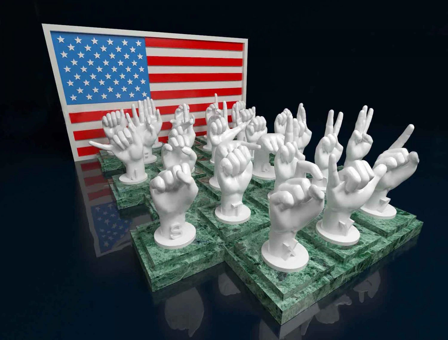ASL Alphabet 3D Print Model .c4d .max .obj .3ds .fbx .stl .blend 