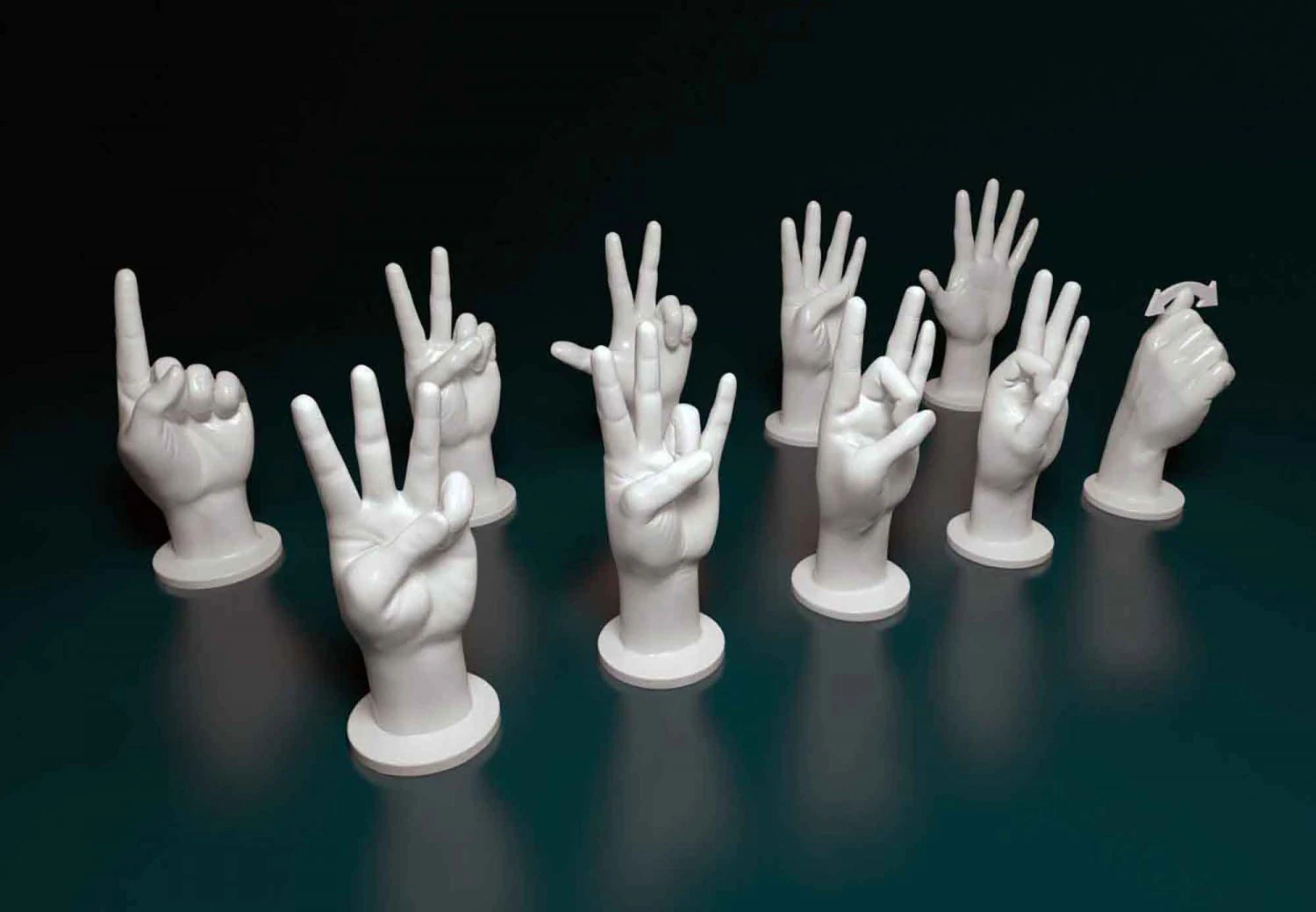 ASL numbers 0-10 3D Print Model .c4d .max .obj .3ds .fbx .stl .blend
