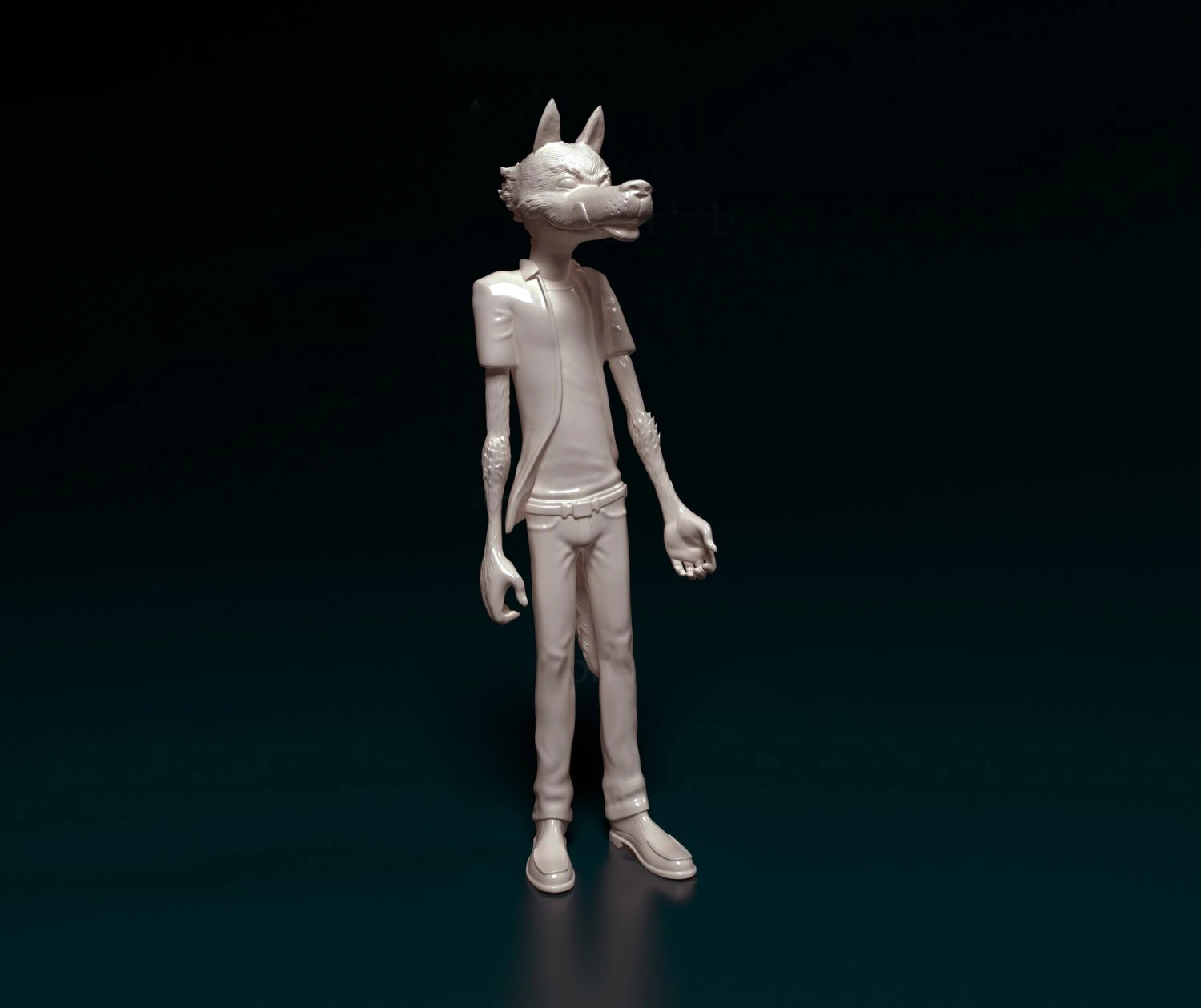 Wolf on rear legs 3D Print Model .c4d .max .obj .3ds .fbx .stl .blend 