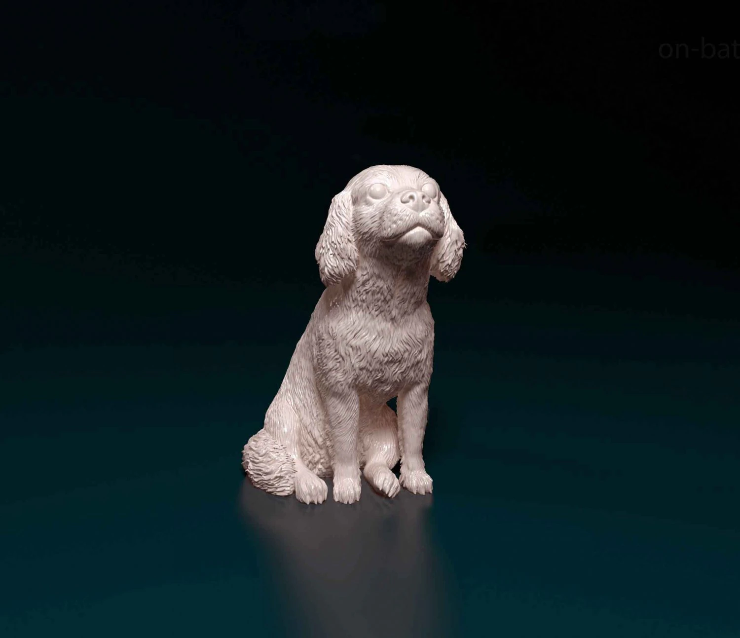 Cavalier King Charles spaniel sitting 3D Print Model .c4d .max .obj .3ds .fbx .stl .blend 