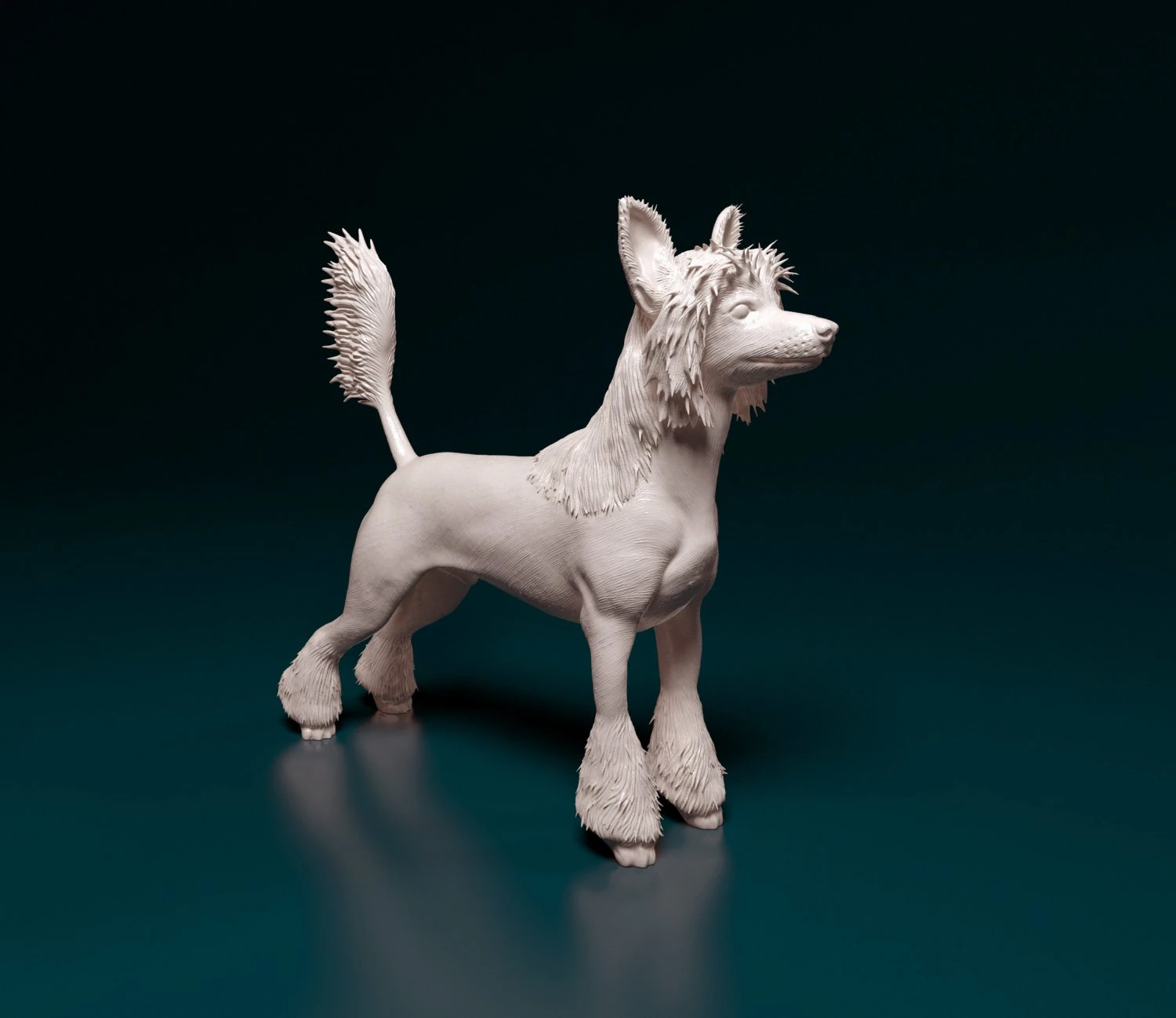 Chinese Crested dog 3D Print Model .c4d .max .obj .3ds .fbx .stl .blend 