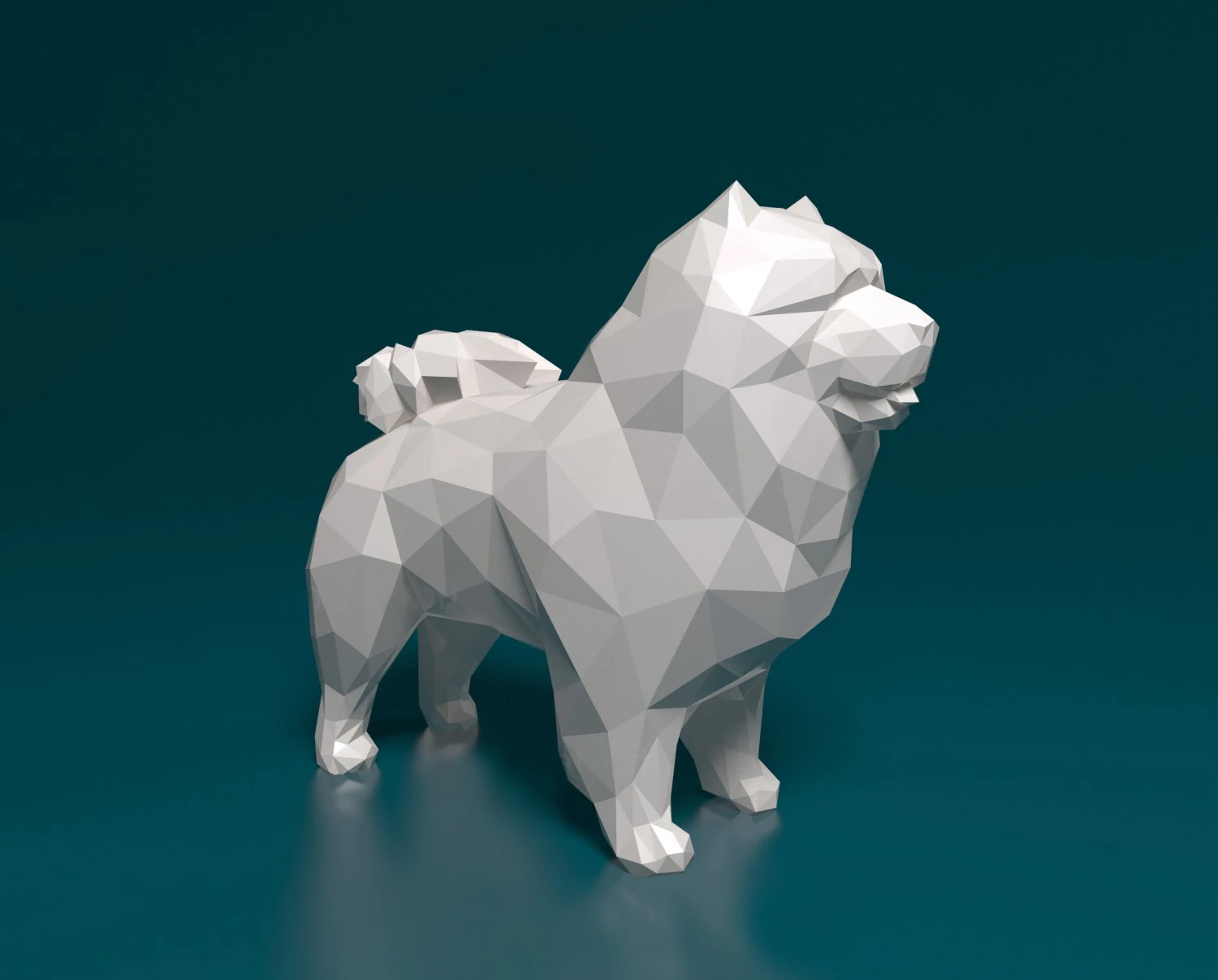 Chow-chow dog low-poly 3D Print Model .c4d .max .obj .3ds .fbx .stl .blend 