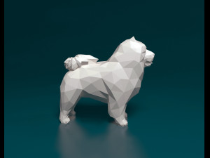 Chow-chow dog low-poly 3D Print Model