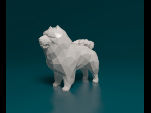 Chow-chow dog low-poly 3D Print Model