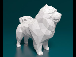 Chow-chow dog low-poly 3D Print Model