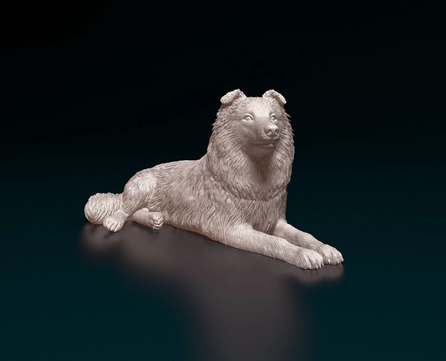 Collie lying down 3D Print Model .c4d .max .obj .3ds .fbx .stl .blend