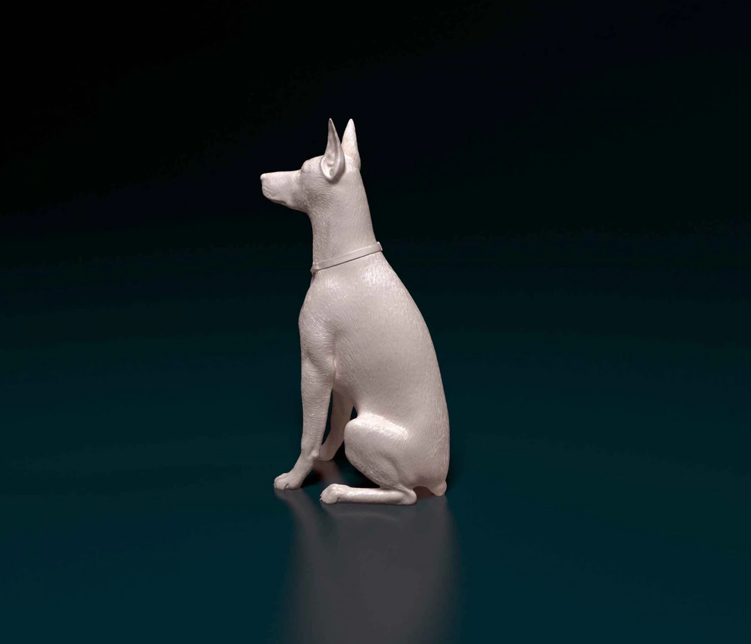 Doberman sitting 3D Print Model .c4d .max .obj .3ds .fbx .stl .blend 