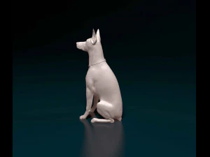 Doberman oturuyor 3D Baskı Modeli