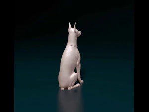 Doberman sitting 3D Print Model