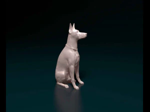 Doberman sitting 3D Print Model