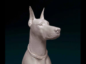 Doberman sitting 3D Print Model