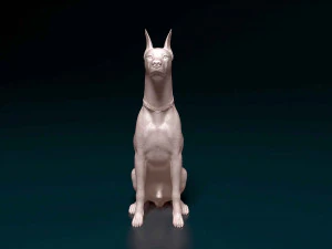 Doberman sitting 3D Print Model