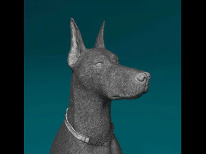 Doberman sitting 3D Print Model