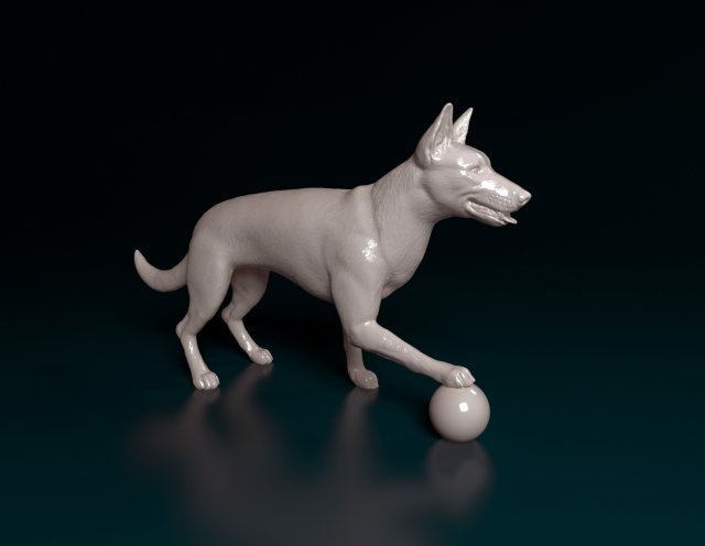 Dog with ball 3D printmodel .c4d .max .obj .3ds .fbx .stl .blend 