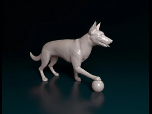 ボールを持つ犬 3Dプリントモデル