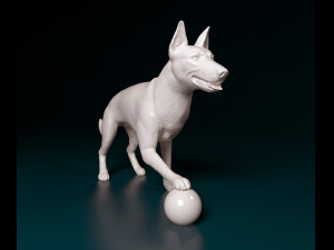Dog with ball 3D printmodel