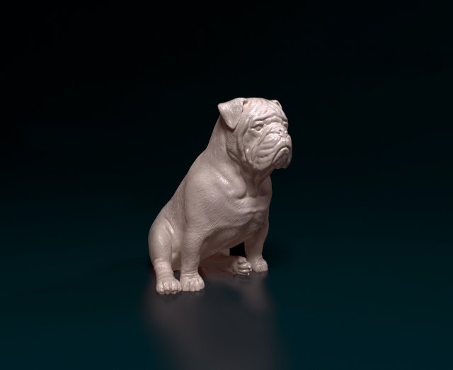 English bulldog sitting 3D Baskı Modeli .c4d .max .obj .3ds .fbx .stl .blend 