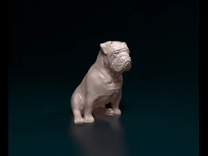 Bulldog inglese seduto Modello di stampa 3D