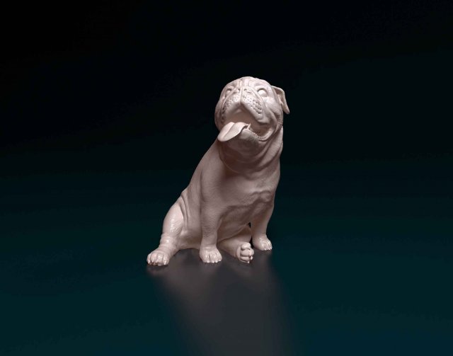 English Bulldog with tongue Modelo de Impressão 3D .c4d .max .obj .3ds .fbx .stl .blend 